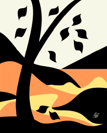 stylized autumn landscape art